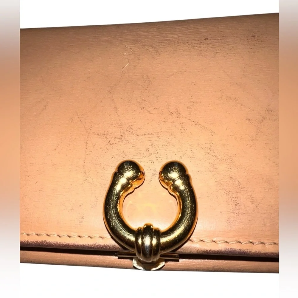 Gucci Vintage Horse Bit Long Wallet Tan Italian Leather Brass Hardware Neutral - Picture 4 of 16